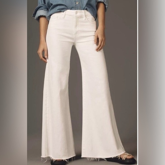 MOTHER Lil Roller Fray Wide Leg - Size 33 US 12- NWT -Fairest Of Them All wash - Picture 1 of 14